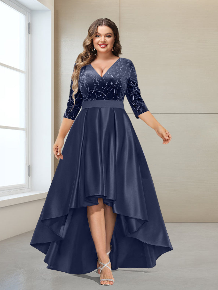 A-Line/Princess V-Neck Sleeveless Plus Size Mother of the Bride Dresses with Bow