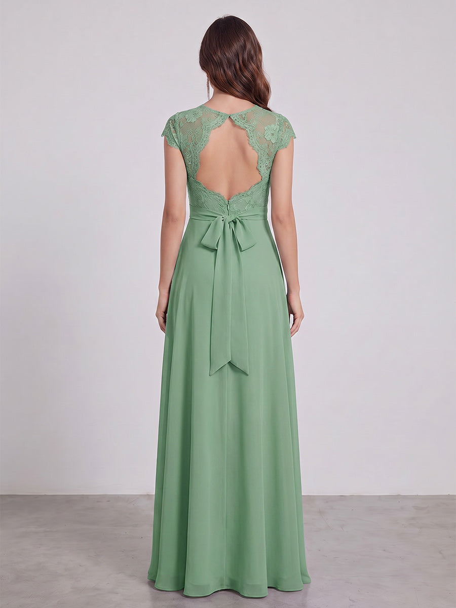 A-Line/Princess V-Neck Sleeveless Floor-Length Bridesmaid Dresses With Split Side