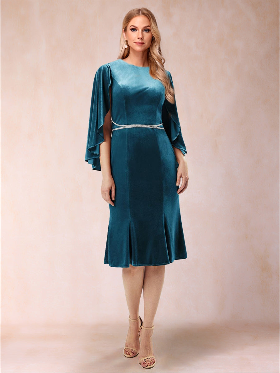 A-Line/Princess Scoop 3/4 Sleeves Knee-Length Evening Dresses with Sas Lavetir UK A-Line/Princess Scoop 3/4 Sleeves Knee-Length Evening Dresses with Sas Lavetir UK