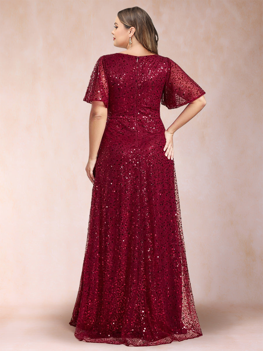 A-Line/Princess V-Neck Sequins Mother of the Bride Dresses