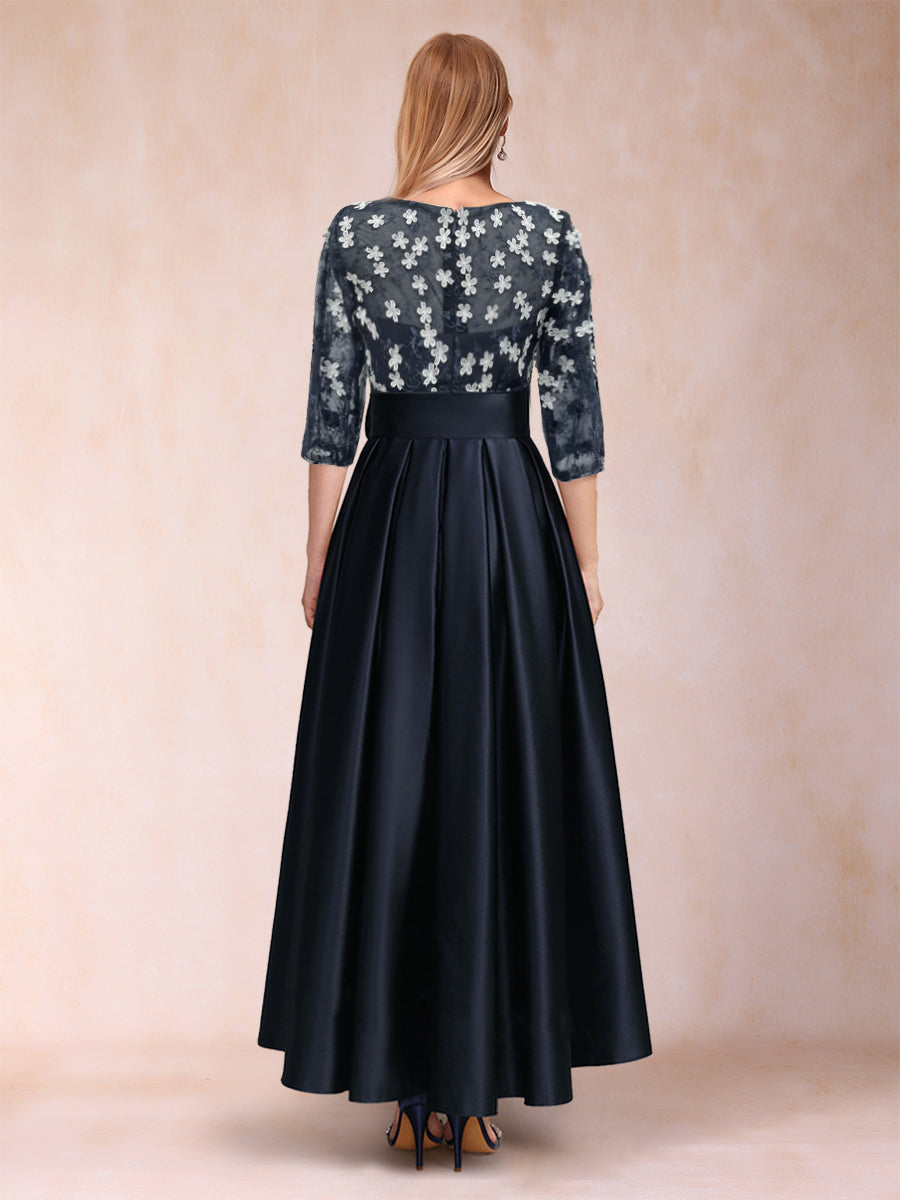 A-Line/Princess Asymmetrical 3/4 Sleeves Scoop Mother of the Bride Dresses