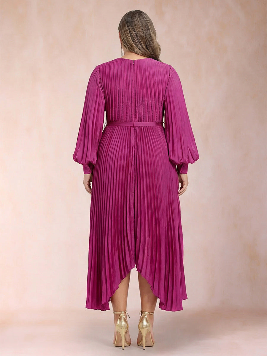 A-Line/Princess Scoop Neck Ankle-Length Plus Size Mother of the Bride Dresses With Pleats & Belt