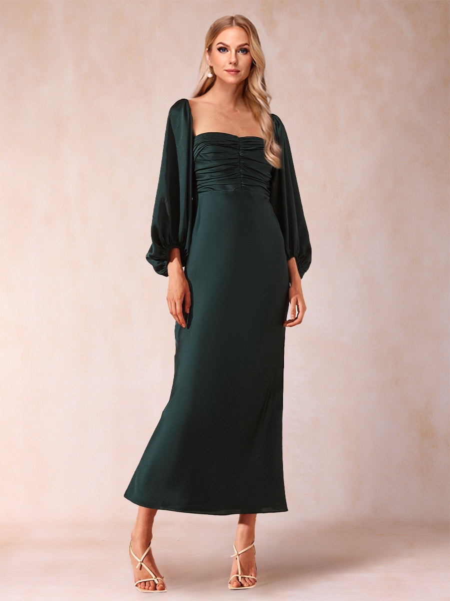 Sheath/Column Sweetheart Ruched Long Sleeves Elegant Evening Dresses   Lavetir UK