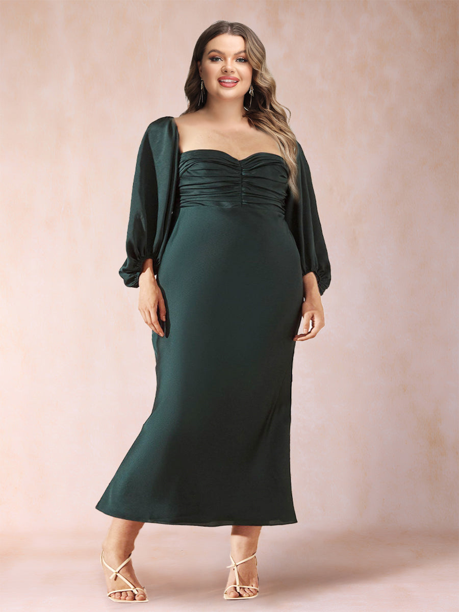 Sheath/Column Sweetheart Ruched Long Sleeves Elegant Plus Size Evening Lavetir UK Sheath/Column Sweetheart Ruched Long Sleeves Elegant Plus Size Evening Lavetir UK