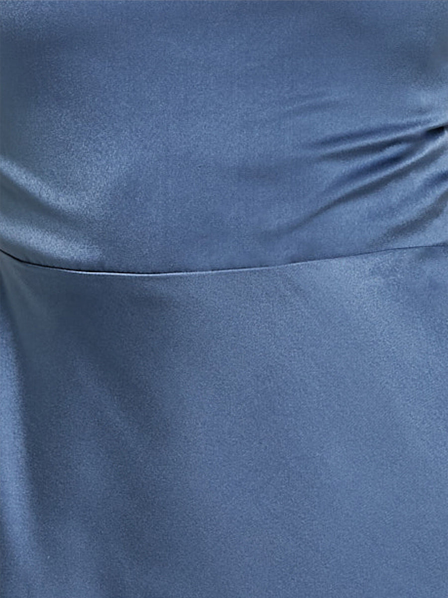 Sheath/Column Spaghetti Straps Sleeveless Ruched Ankle-Length Evening Dresses