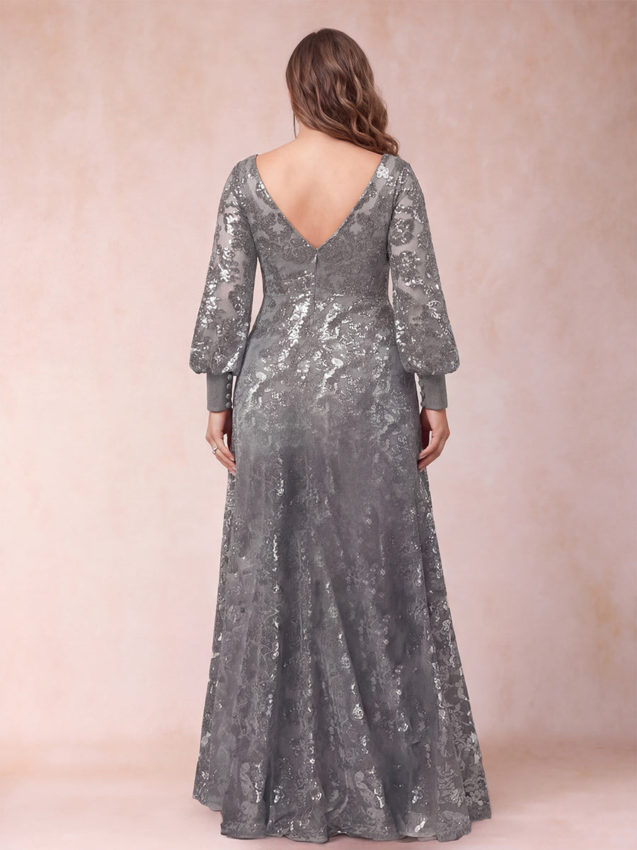 A-Line/Princess Scoop Long Sleeves Plus Size Mother of the Bride Dresses with Applique