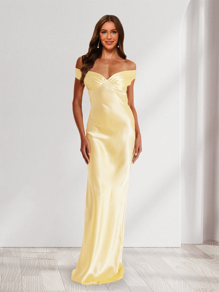 Sheath/Column Off-the-Shoulder Backless Floor-Length Long Bridesmaid D Lavetir UK Sheath/Column Off-the-Shoulder Backless Floor-Length Long Bridesmaid D Lavetir UK