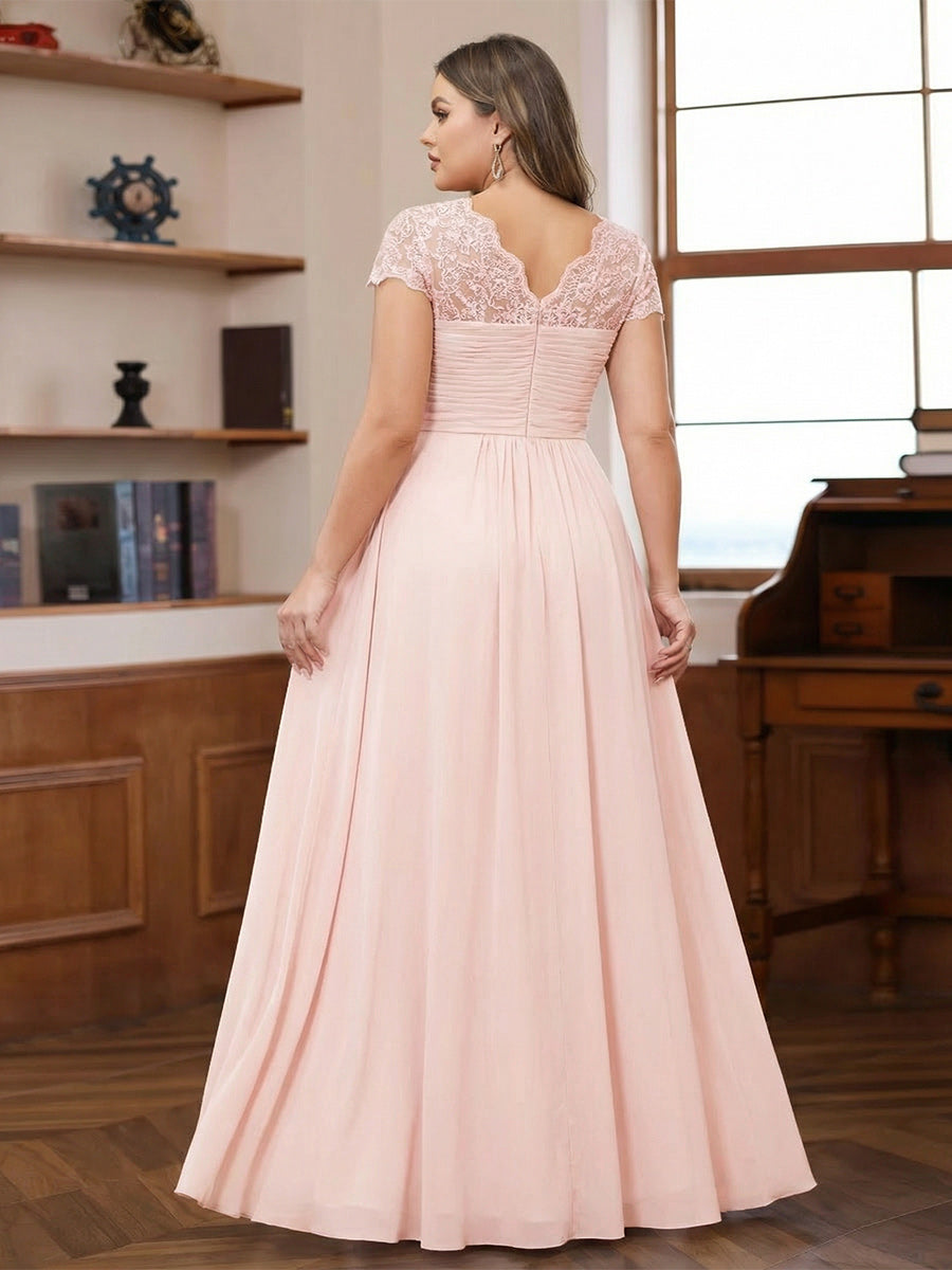 A-Line/Princess Sweetheart Short Sleeves Plus Size Mother of the Bride Dresses with Appliques & Ruffles