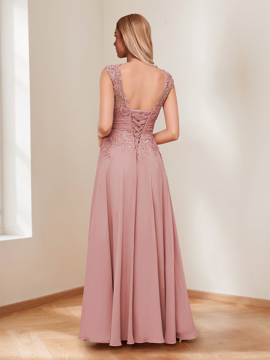 A-Line/Princess V-Neck Ruched Mother of the Bride Dresses with Beading & Appliques