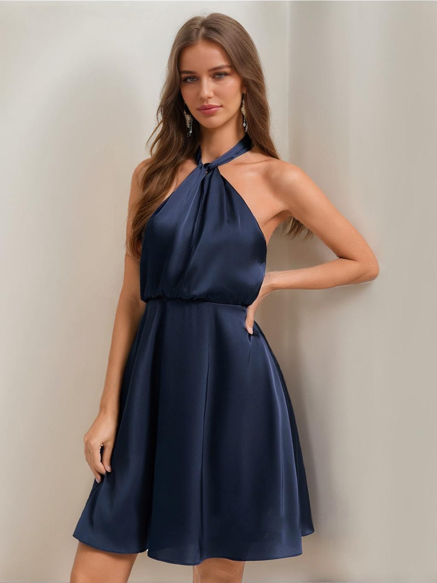 A-Line/Princess Halter Mini Dresses Short Cocktail Dresses  Lavetir UK