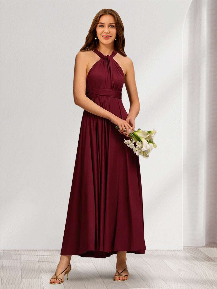 Satin A-Line/Princess Convertible Infinity Long Bridesmaid Dresses Lavetir UK Satin A-Line/Princess Convertible Infinity Long Bridesmaid Dresses Lavetir UK