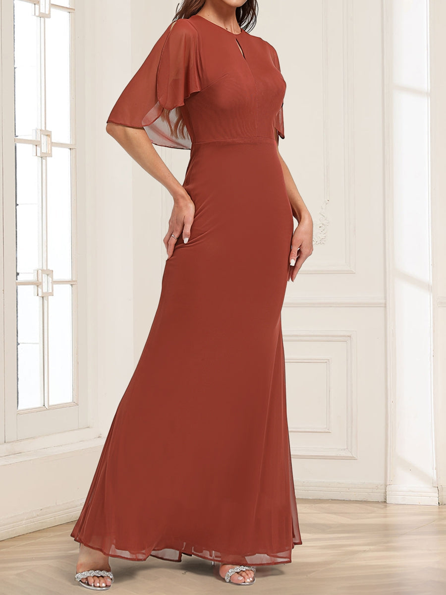 Trumpet/Mermaid Scoop Short Sleeves Floor-Length Mother of the Bride Dresses