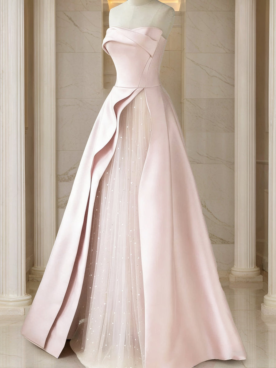 A-Line/Princess Strapless Floor-Length Formal Dresses