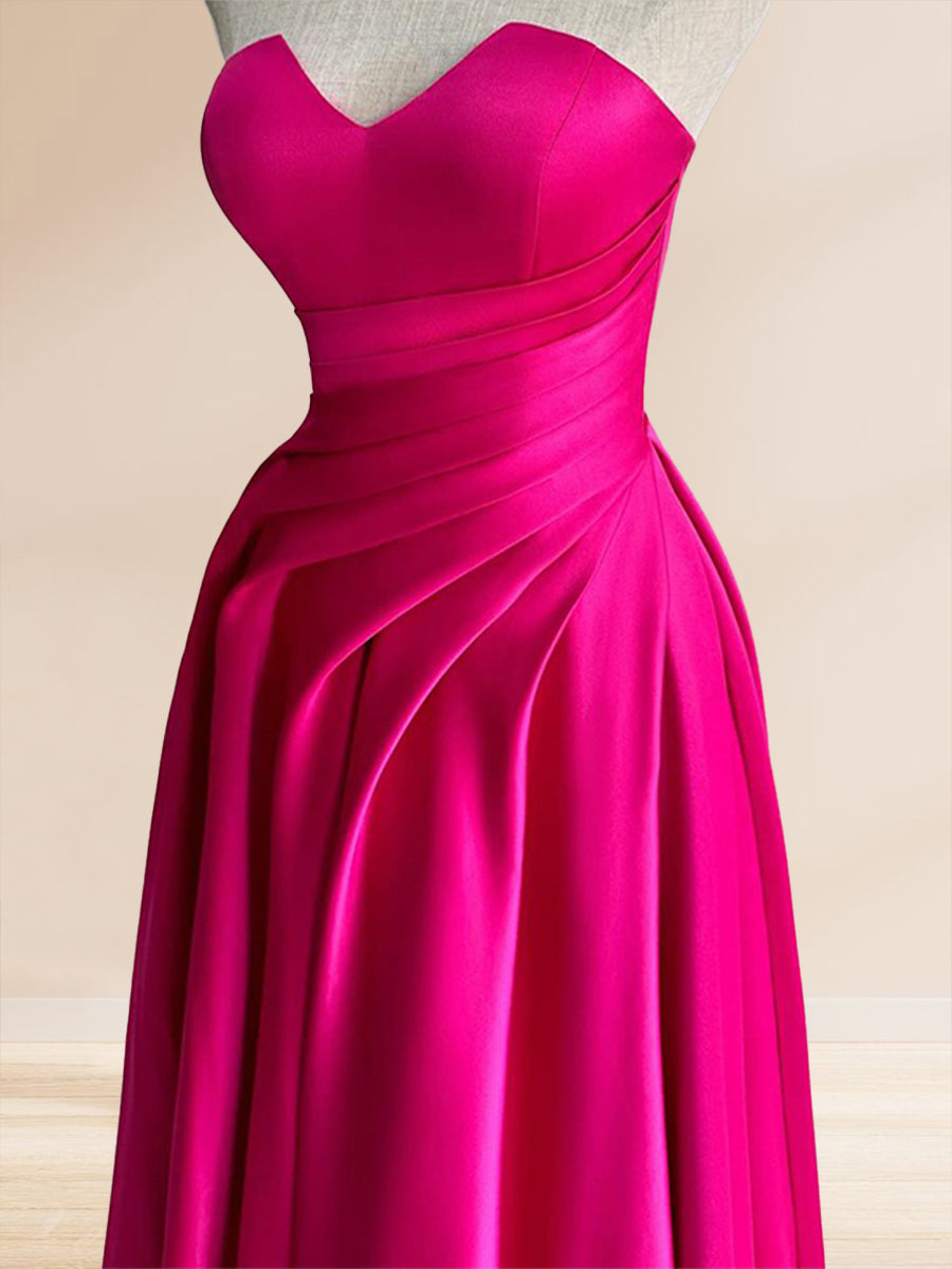 A-Line/Princess Sweetheart Floor-Length Formal Dresses With Pleats