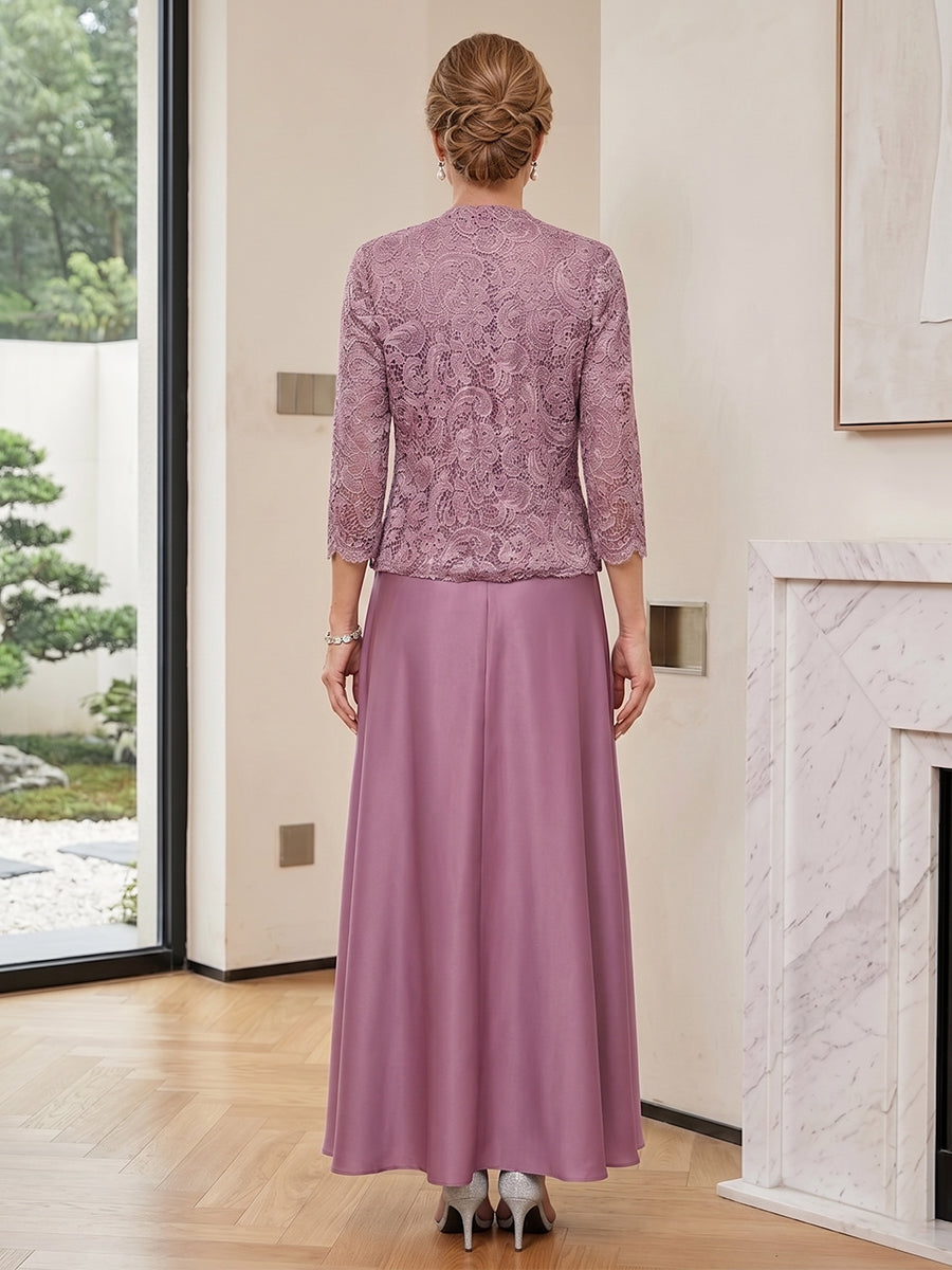 Sheath/Column Scoop Sleeveless Ankle-Length 2 Pieces Mother of the Bride Dresses with Appliques & Jacket