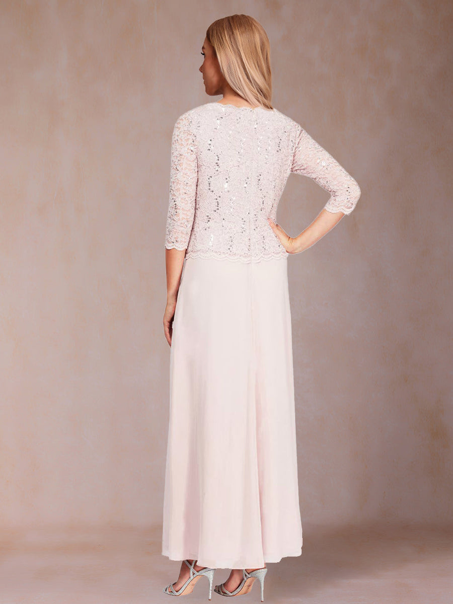 Sheath/Column Crew Neck Half Sleeves Mother of the Bride Dresses With Sequins