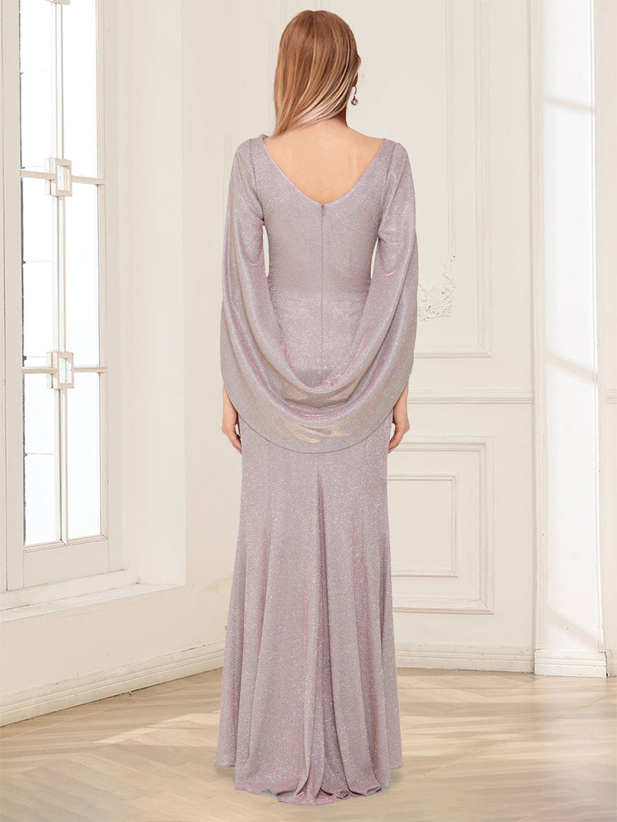 Sheath/Column Crew Neck Short Sleeves Mother of the Bride Dresses With Cape