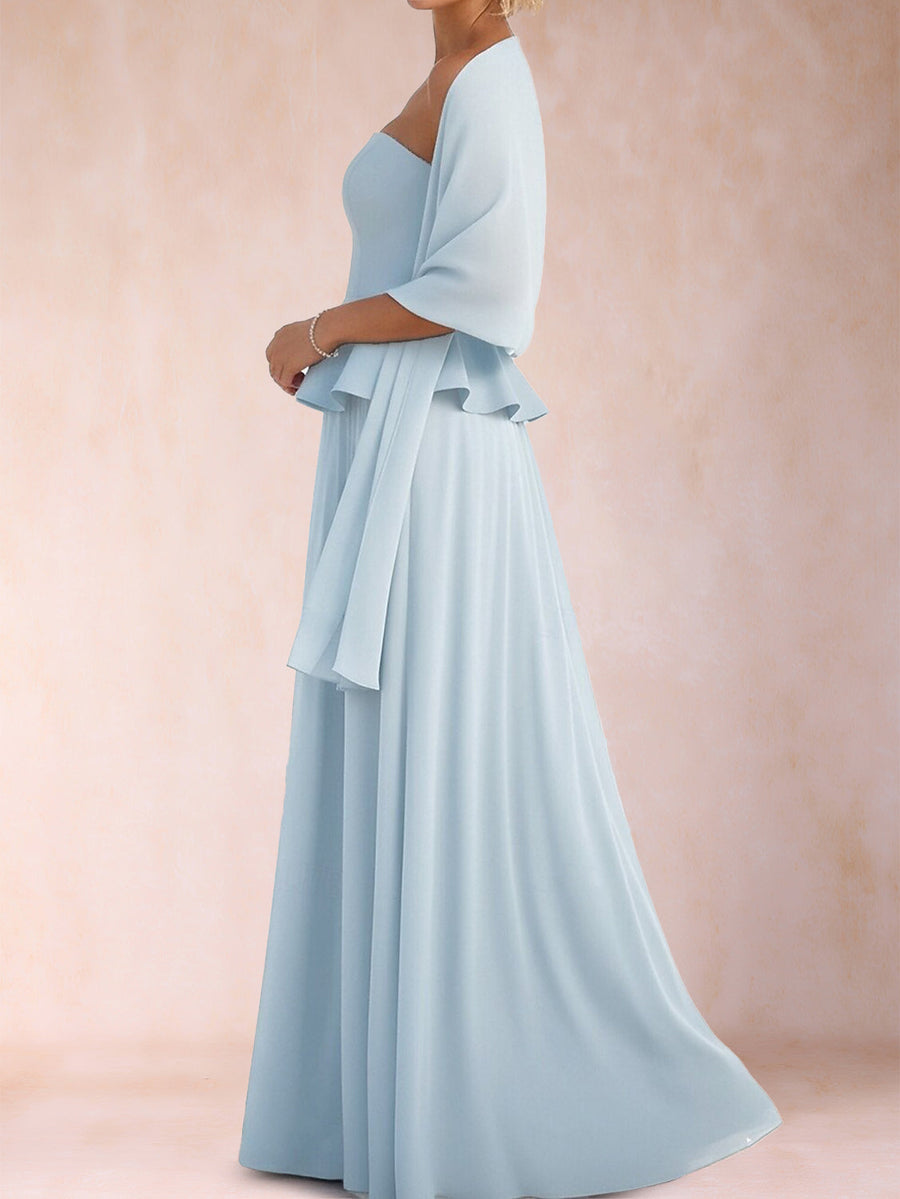 A-Line/Princess Strapless Sleeveless Floor-Length Mother of the Bride Dresses with Ruffles
