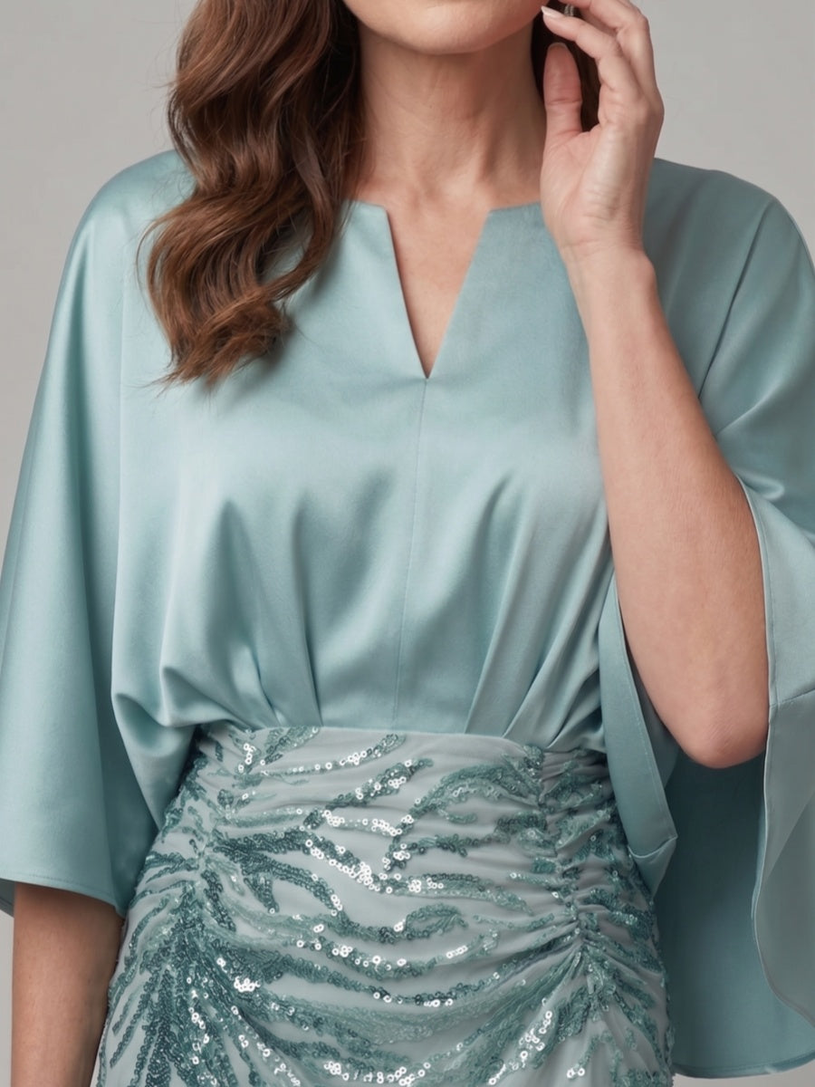 Trumpet/Mermaid Boat Neck 3/4 Sleeves Floor-Length Mother of the Bride Dresses with Applique & Sequins
