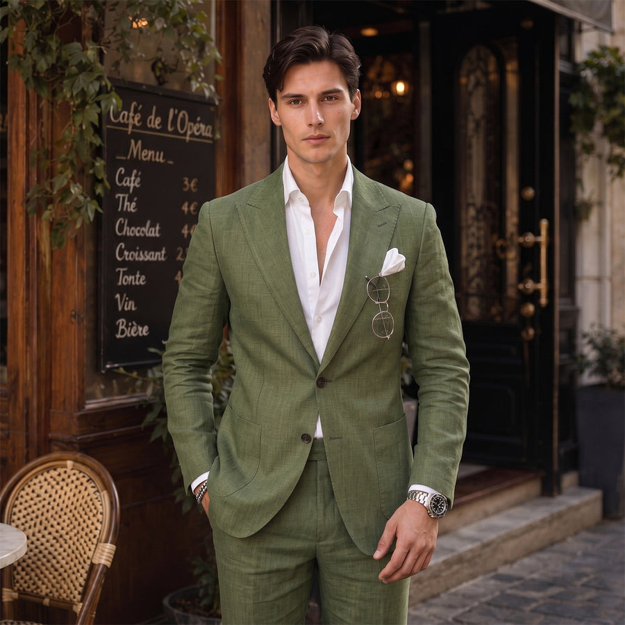 Tailored Fit Single Breasted Two-buttons 2 Pieces Solid coloured Men's Wedding Suits