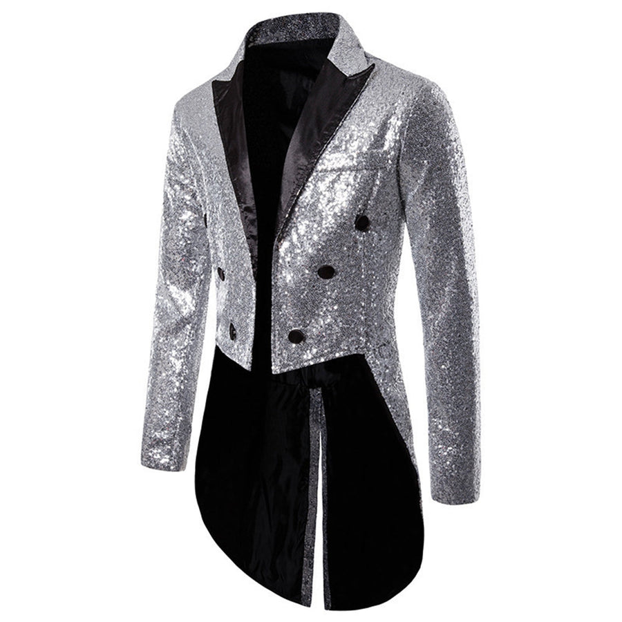 Tailored Fit Single Breasted Six-Button Sequin Coloured Men's Party Jacket