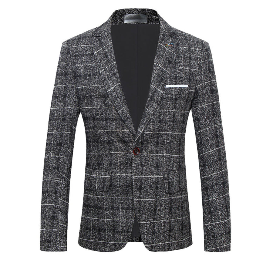 Tailored Fit Notched Lapel Single Breasted One-button Striped Men's Party Jacket