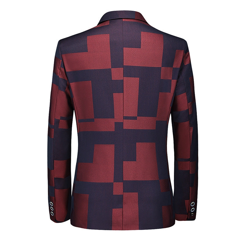 Tailored Fit Notched Single Breasted One-button Vintage Checkered Men's Blazer Jacket