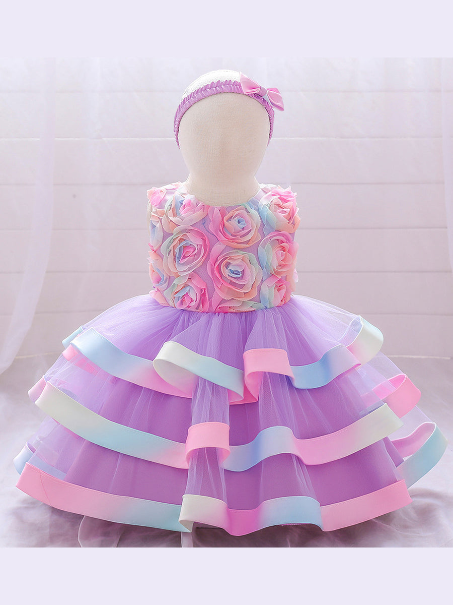 Ball Gown Scoop Sleeveless Flower Girl Dresses with Solid Flower