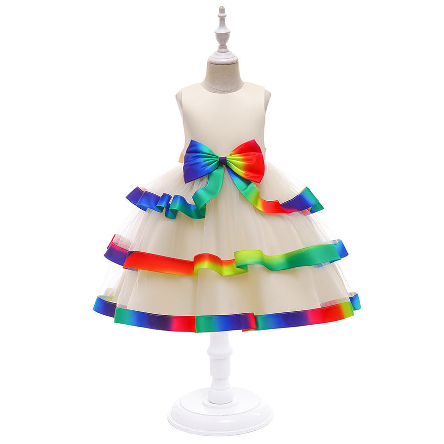 A-Line/Princess Scoop Sleeveless Christmas Dresses for Girls with Bow Knot
