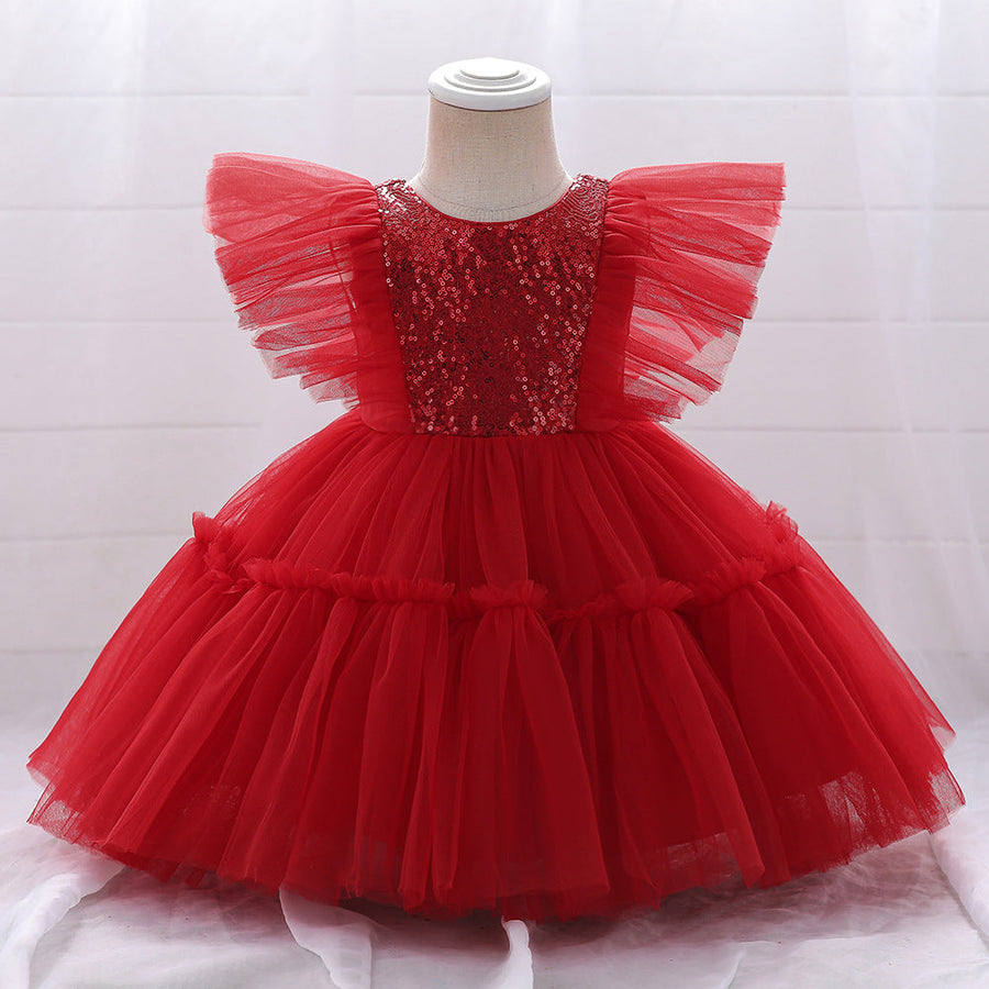 Ball Gown Scoop Flying Sleeves Flower Girl Dresses with Sequins