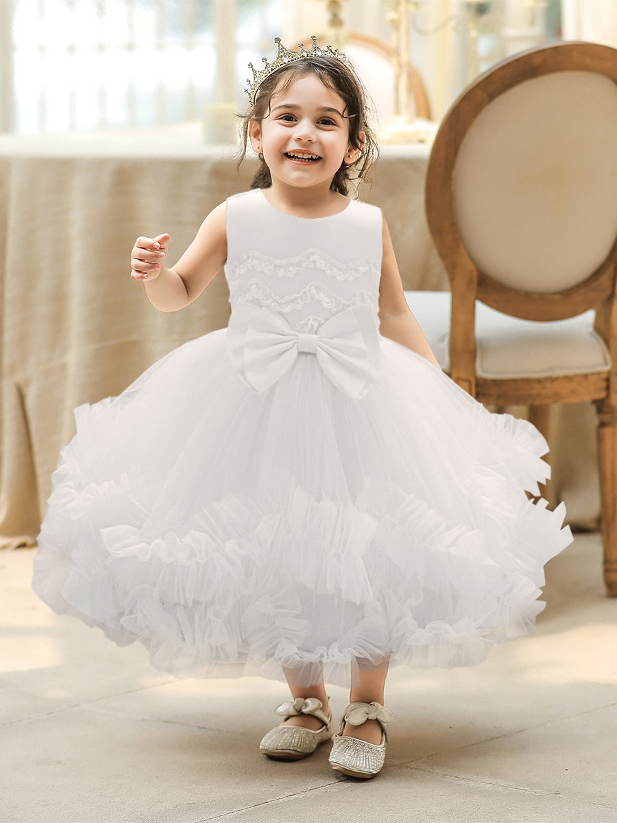 Ball Gown Scoop Sleeveless Ruched Flower Girl Dresses main image 1