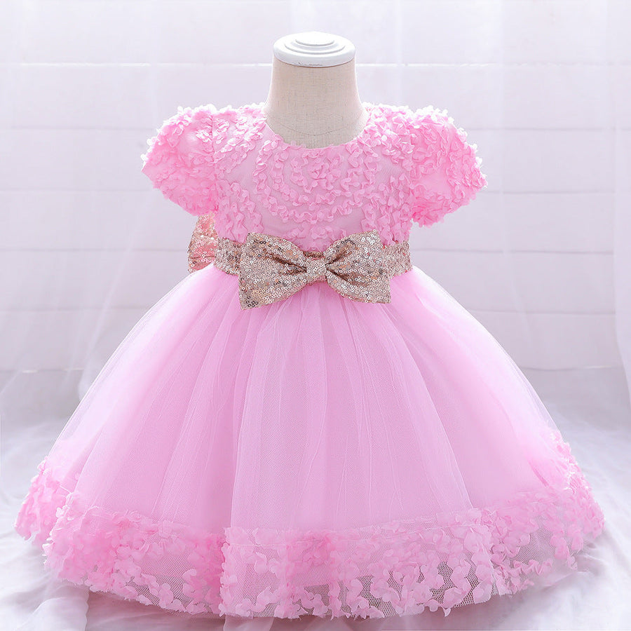 Ball Gown Scoop Short Sleeves Sequins Flower Girl Dresses