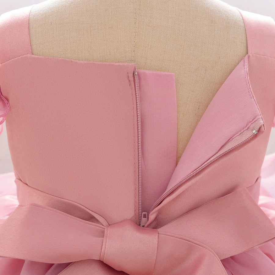 Ball Gown Cold Shoulder Short Sleeves Ruched Flower Girl Dresses