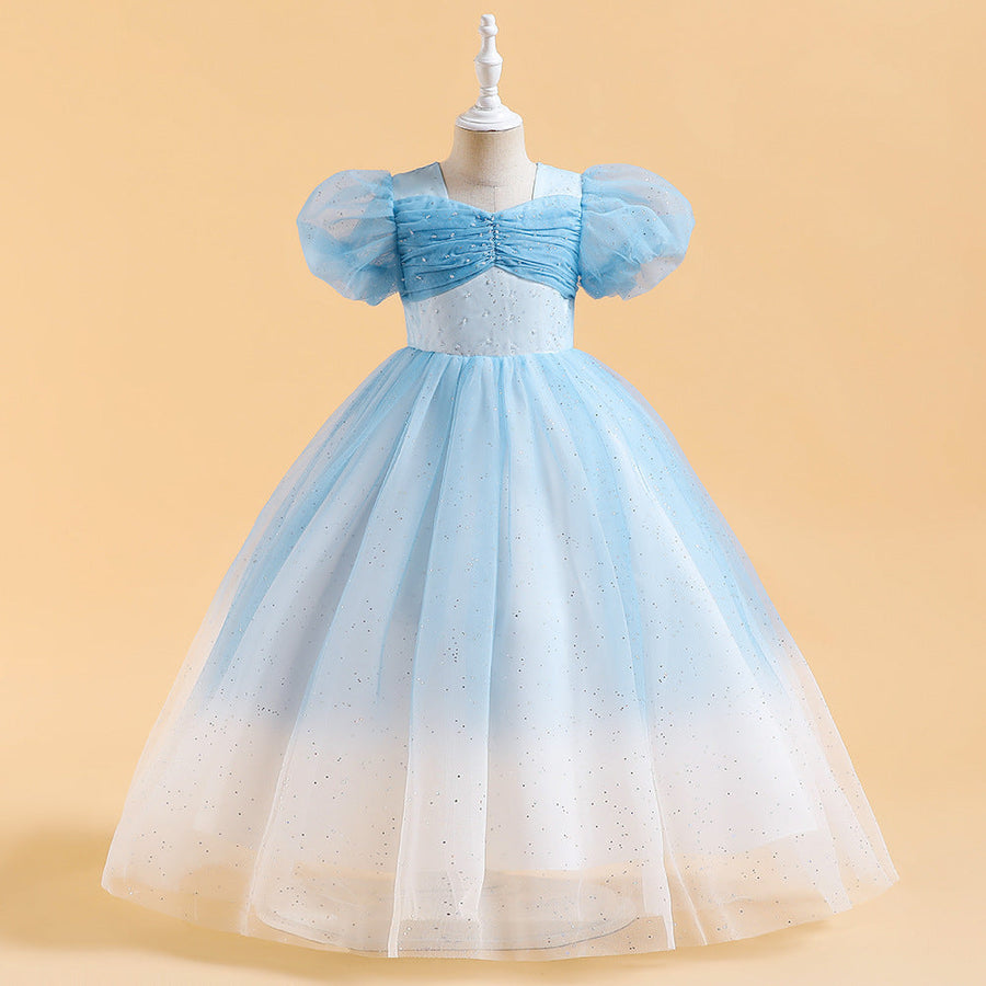 Ball Gown Scoop Puff Sleeves Sequins Flower Girl Dresses