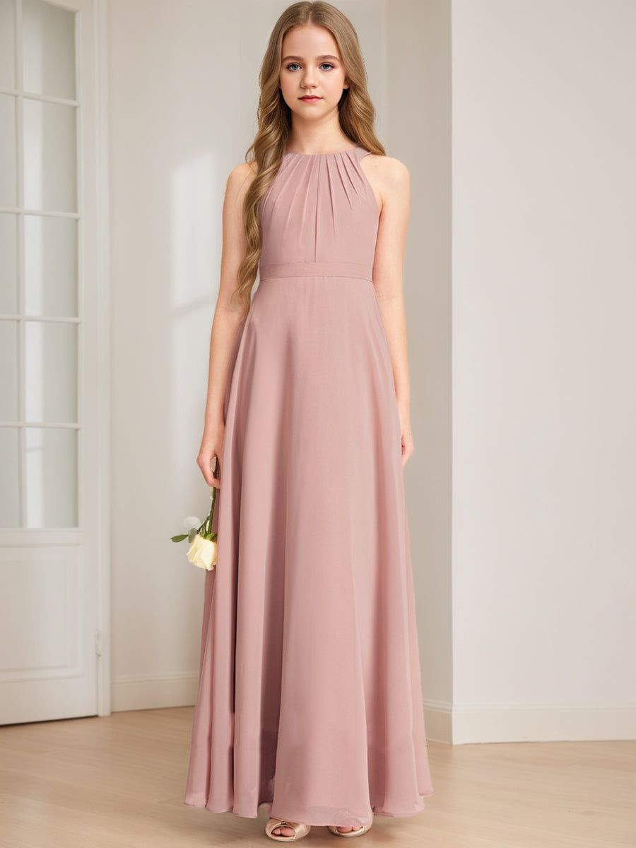 A-Line/Princess Halter Sleeveless Pleats Junior Bridesmaid Dresses –  Lavetir UK