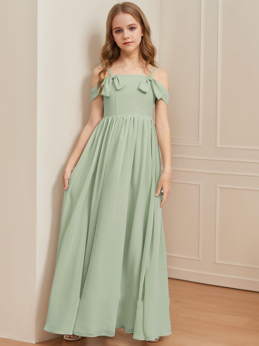 A-Line/Princess Cold Shoulder Short Sleeves Ruched Junior Bridesmaid D Lavetir UK A-Line/Princess Cold Shoulder Short Sleeves Ruched Junior Bridesmaid D Lavetir UK