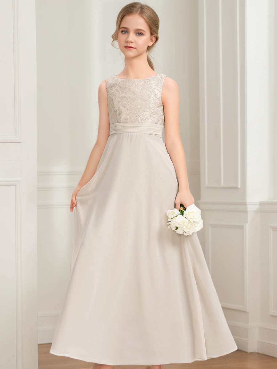 A-Line/Princess Scoop Sleeveless Lace Junior Bridesmaid Dresses – Lavetir UK