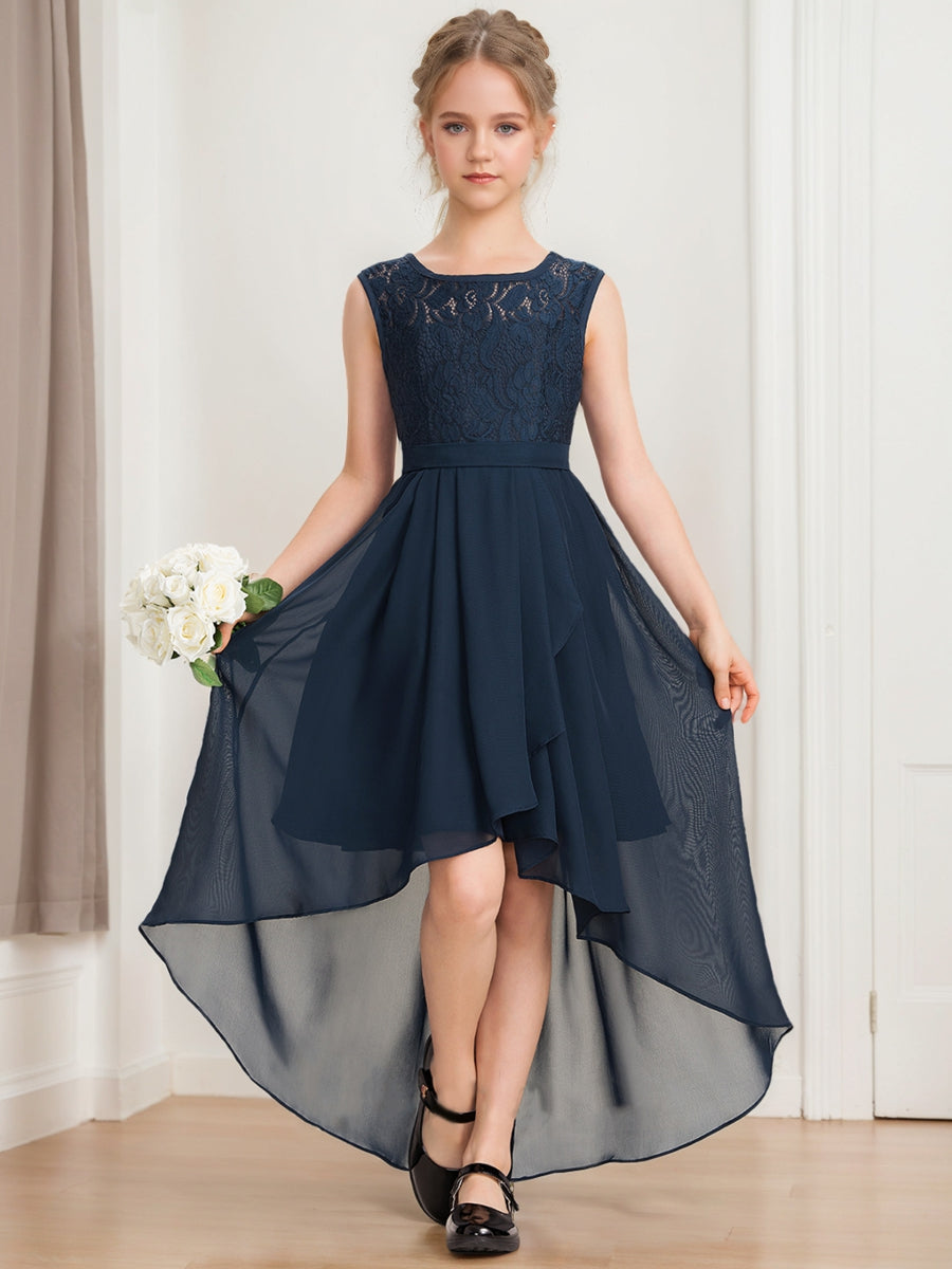 navy junior bridesmaid dresses uk A-Line/Princess Scoop Sleeveless Lace – Lavetir Silk Satin Colors:Baby Blue 839