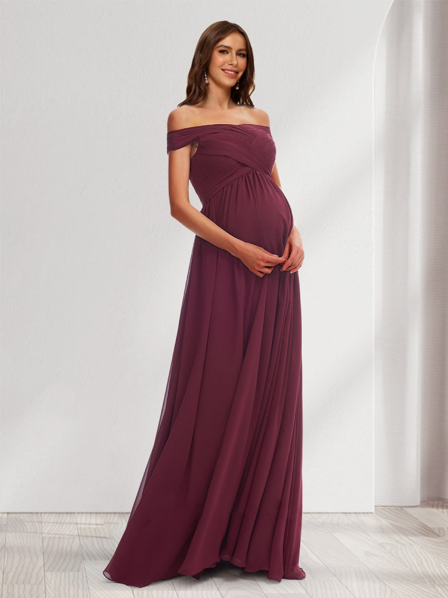 A-Line/Princess V-Neck Spaghetti Straps Floor-Length Maternity Bridesmaid  Dresses with Ruffles & Cape – Lavetir UK