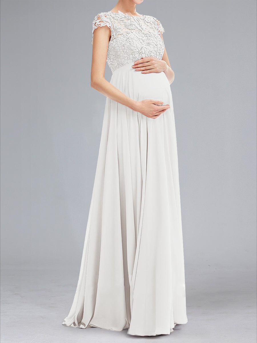 A-Line/Princess Scoop Lace Floor-Length Maternity Dresses with Appliques