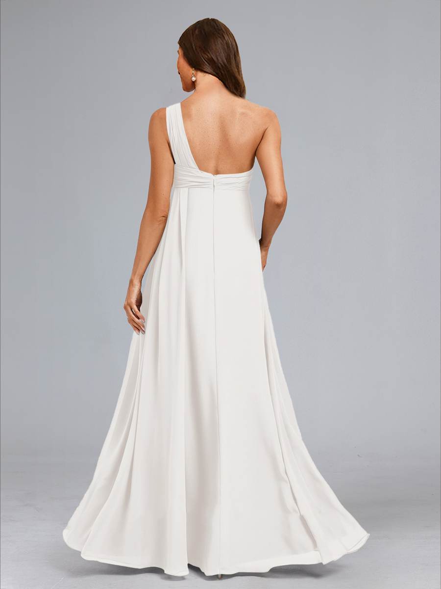 A-Line/Princess One-Shoulder Sleeveless Ruched Maternity Dresses with Ruffles