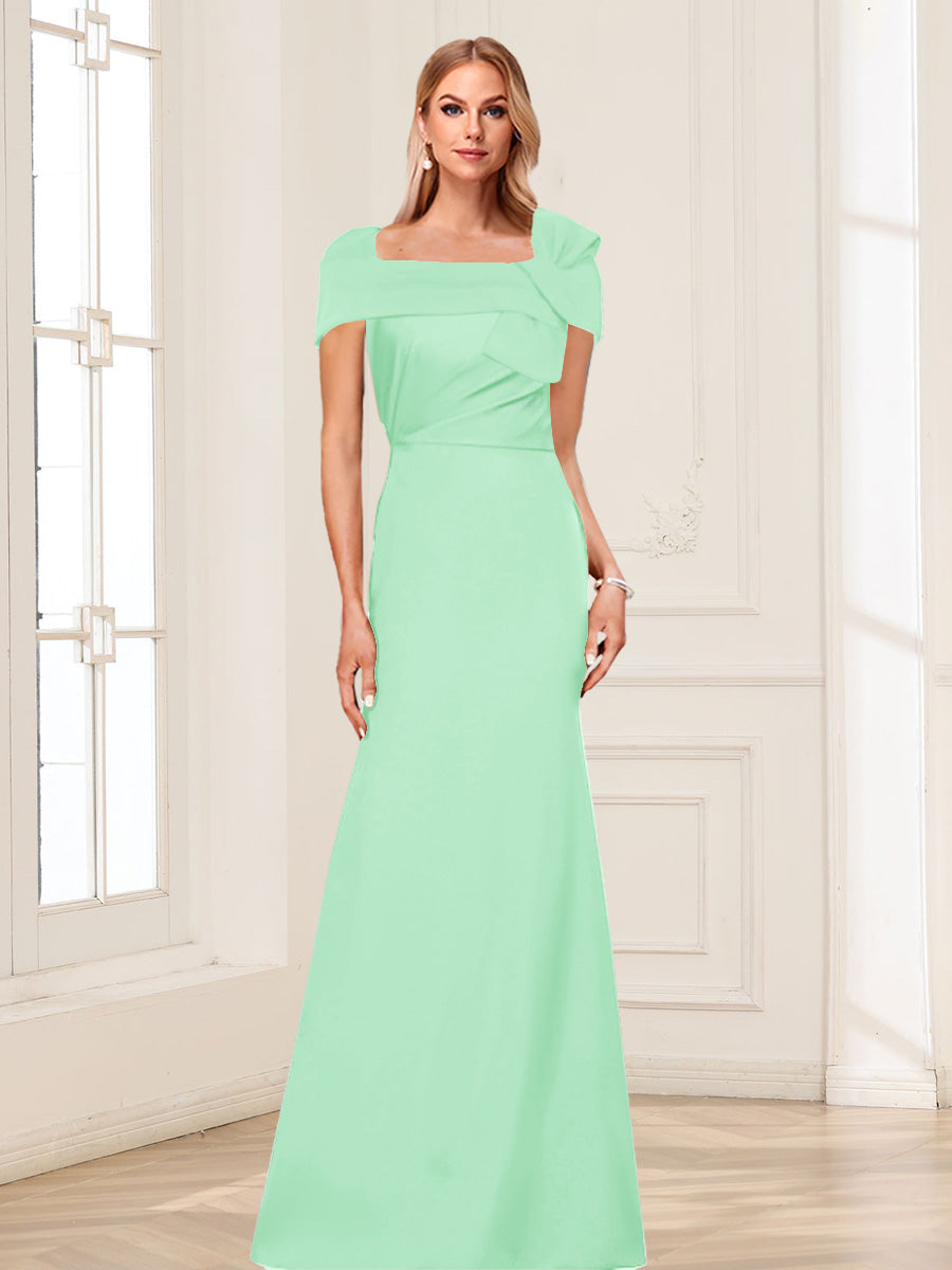 Trumpet/Mermaid Square Neck Short Sleeves Mother of the Bride Dresses with Ruched