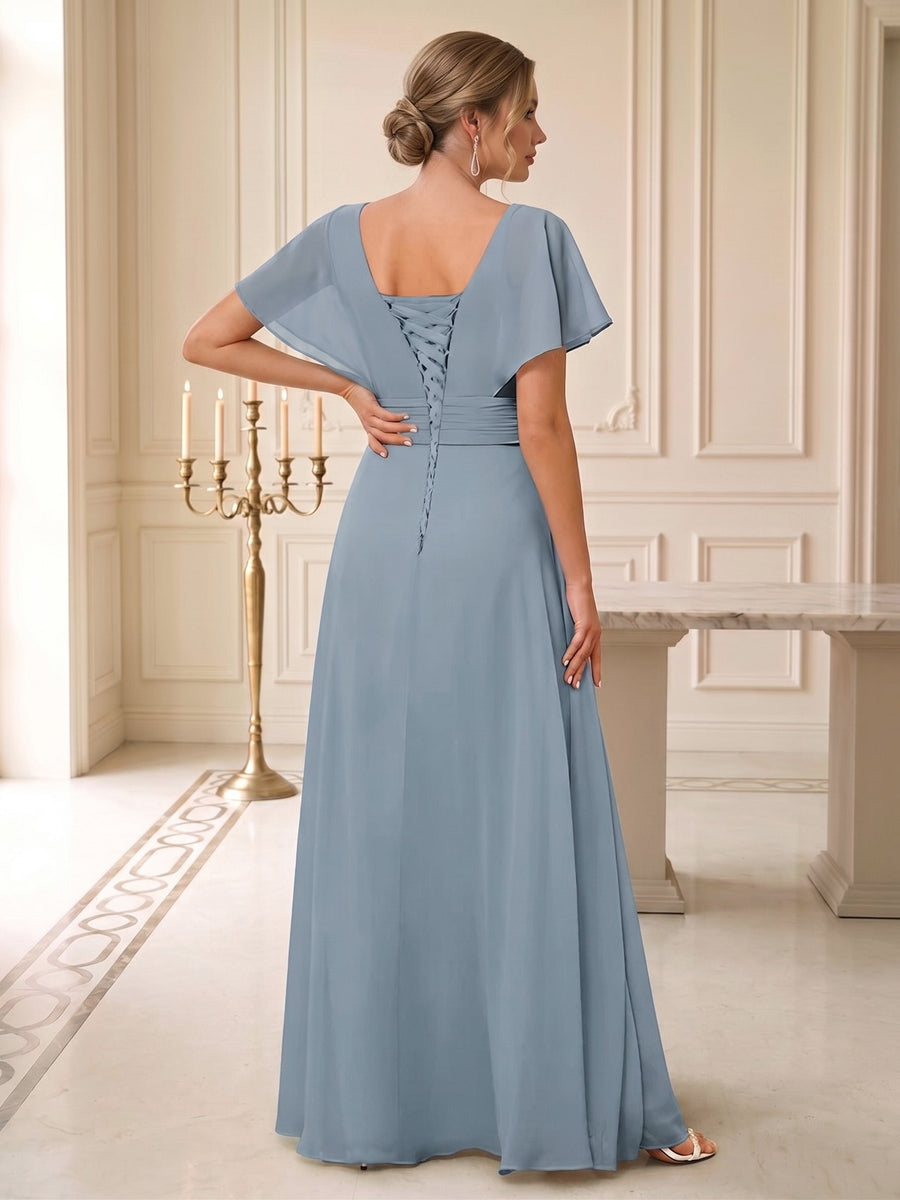 A-Line/Princess V-Neck Wedding Guest Dresses with Ruffles