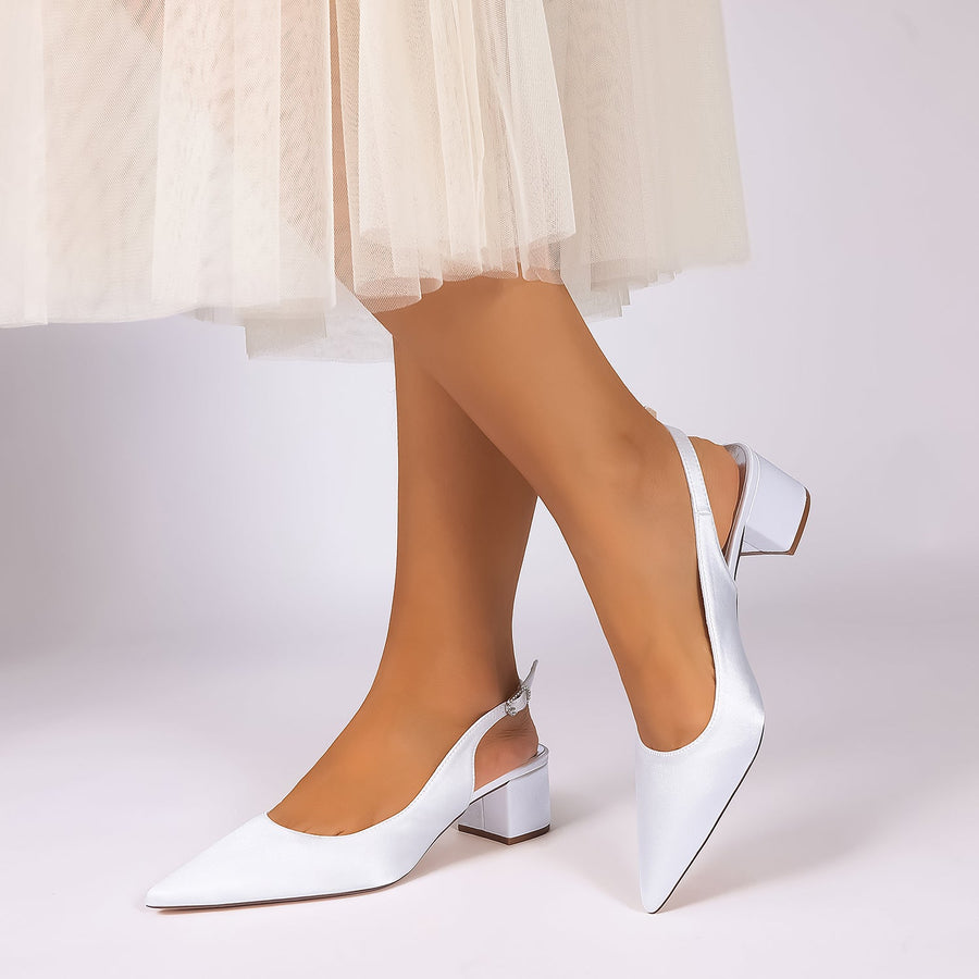 Women's Silk Satin With Closed Toe Ankle Strap Chunky Heel Evening Shoes