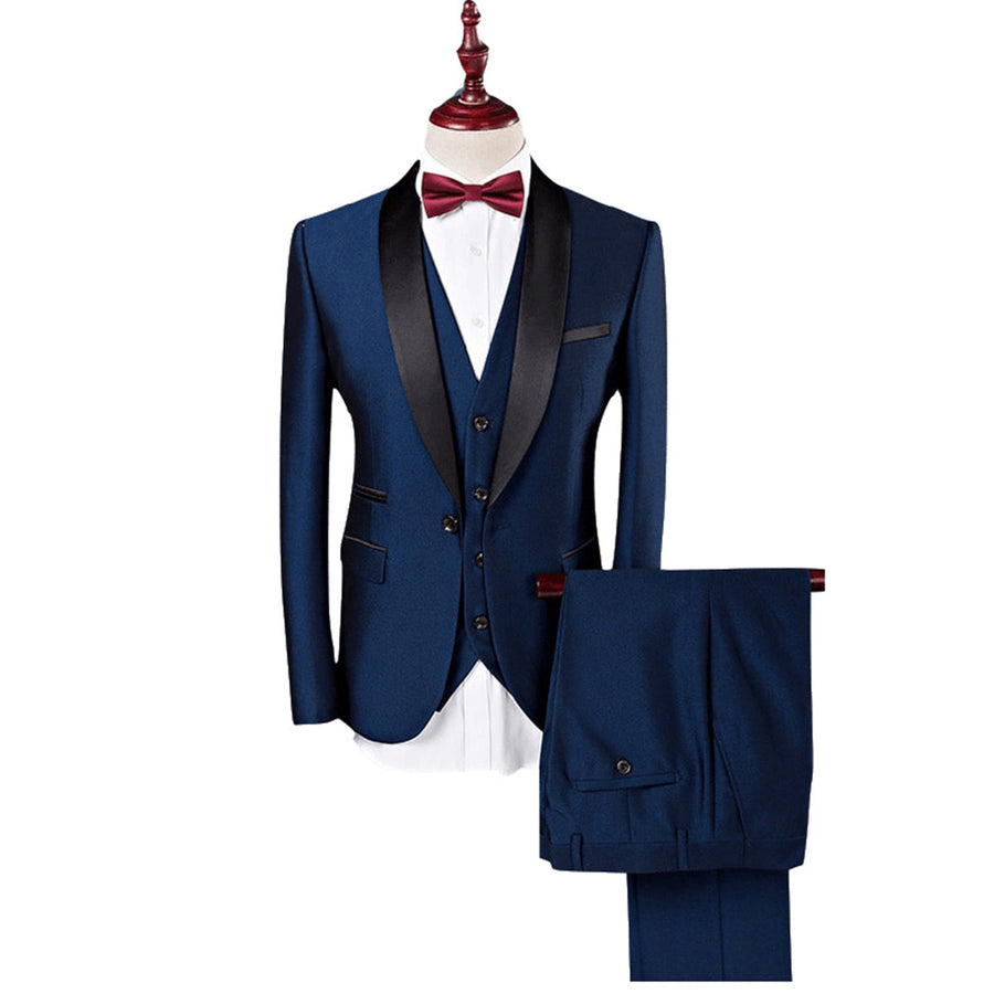 Tailored Fit Single Breasted One-button 3 Pieces Solid Colored Men's Wedding Suits