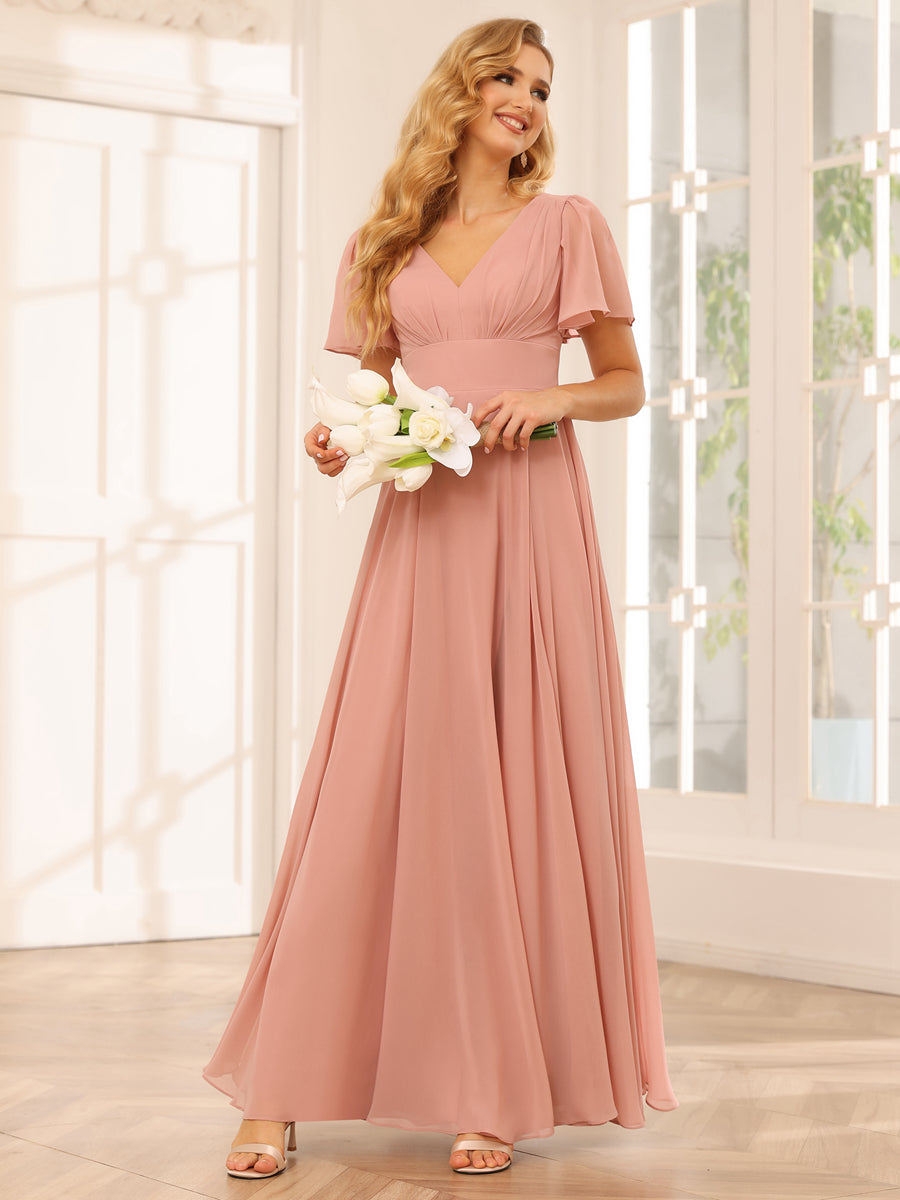A-Line/Princess V-Neck Long Bridesmaid Dresses with Split Side Lavetir UK A-Line/Princess V-Neck Long Bridesmaid Dresses with Split Side Lavetir UK