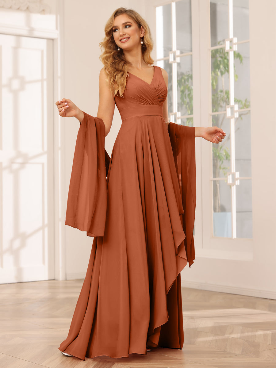 A-Line/Princess V-Neck Asymmetrical Bridesmaid Dresses with Ruffles Lavetir UK A-Line/Princess V-Neck Asymmetrical Bridesmaid Dresses with Ruffles Lavetir UK