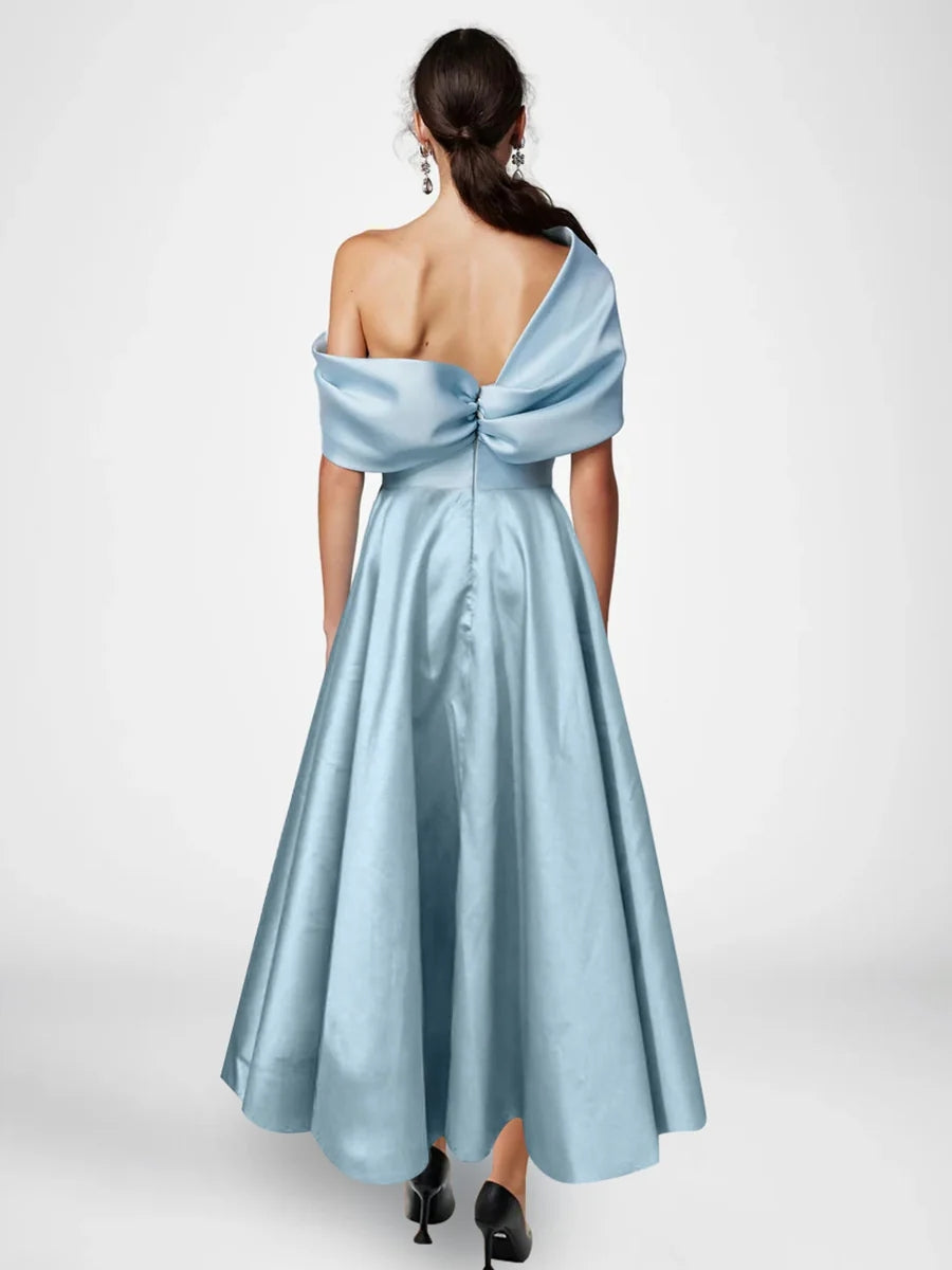 A-Line/Princess Ankle-Length Sleeveless Off-the-shoulder Mother of the Bride Dresses with Ruffles