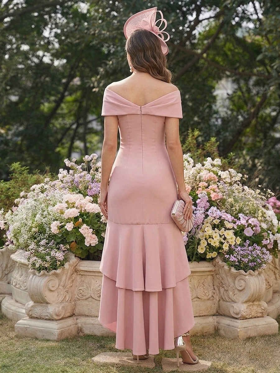 Sheath/Column Asymmetrical V-Neck Mother of the Bride Dresses With Ruffles