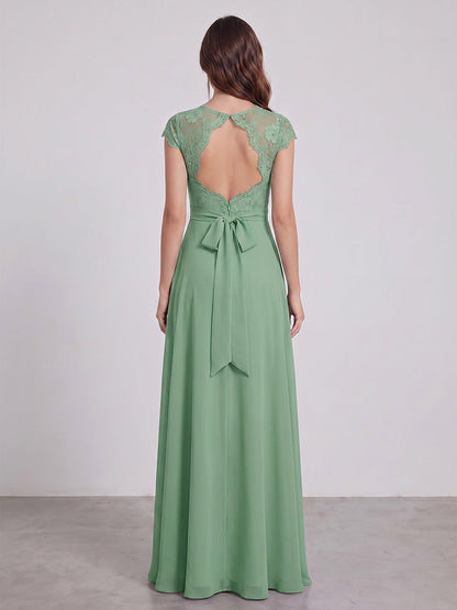 A-Line/Princess V-Neck Sleeveless Floor-Length Bridesmaid Dresses With Split Side